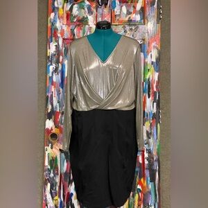 Lane Bryant - 6&Lane black&metallic dress, long sleeve, zip up knit bottom